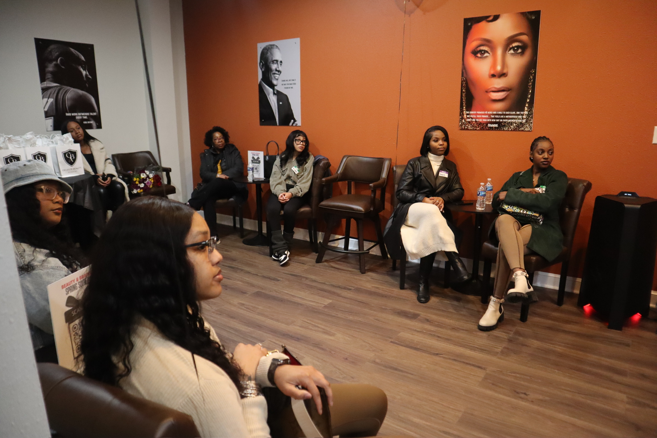 Families and community members gathered at a CBA information event